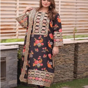Unstitched 3pc Silk Suit